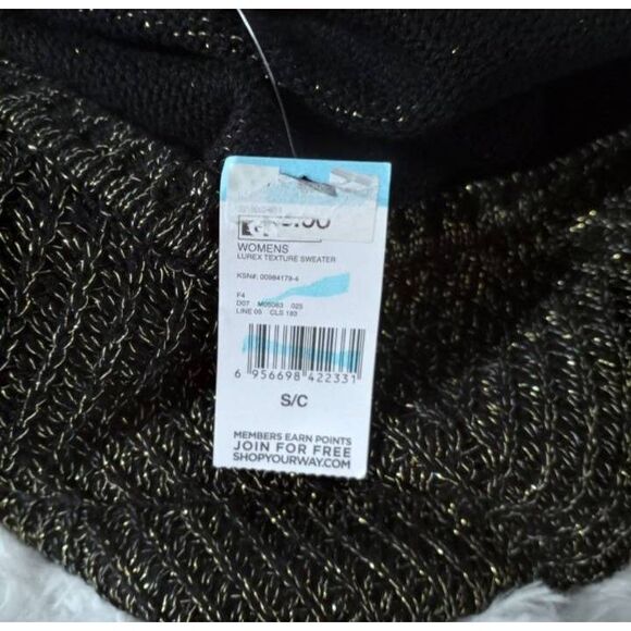 SIMPLY STYLED BLACK & METALLIC GOLD SWEATER SZ.S NWT. - Picture 7 of 9
